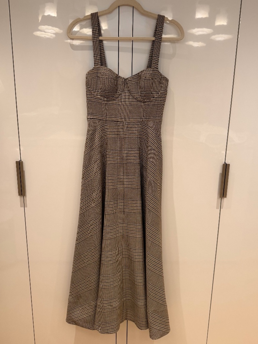 Cara Cara Calypso Raymond Plaid Bustier Belted Midi Dress Size 2